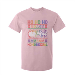 Funny Christmas LGBT T Shirt For Kid Ho Ho Ho Homosexual TS09 Light Pink Print Your Wear
