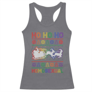 Funny Christmas LGBT Racerback Tank Top Ho Ho Ho Homosexual TS09 Charcoal Print Your Wear