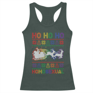 Funny Christmas LGBT Racerback Tank Top Ho Ho Ho Homosexual TS09 Dark Forest Green Print Your Wear
