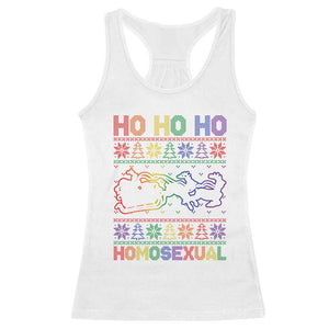 Funny Christmas LGBT Racerback Tank Top Ho Ho Ho Homosexual TS09 White Print Your Wear