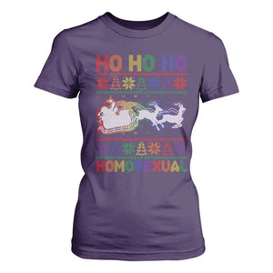 Funny Christmas LGBT T Shirt For Women Ho Ho Ho Homosexual TS09 Purple Print Your Wear