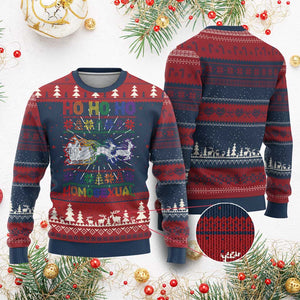 Funny Xmas LGBT Ugly Christmas Sweater Ho Ho Ho Homosexual TS09 Burgundy Print Your Wear