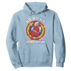 Funny Christmas LGBT Hoodie Santa Ho Ho Ho Homosexual TS09 Light Blue Print Your Wear