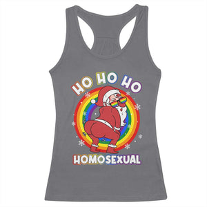 Funny Christmas LGBT Racerback Tank Top Santa Ho Ho Ho Homosexual TS09 Charcoal Print Your Wear