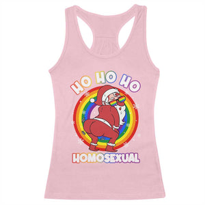 Funny Christmas LGBT Racerback Tank Top Santa Ho Ho Ho Homosexual TS09 Light Pink Print Your Wear
