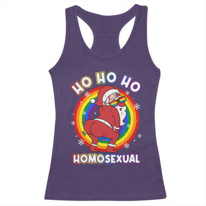 Funny Christmas LGBT Racerback Tank Top Santa Ho Ho Ho Homosexual TS09 Purple Print Your Wear