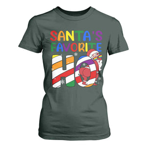 Funny Christmas LGBT T Shirt For Women Santas Favorite Ho Rainbow TS09 Dark Forest Green Print Your Wear