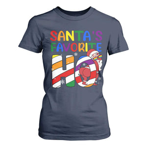 Funny Christmas LGBT T Shirt For Women Santas Favorite Ho Rainbow TS09 Navy Print Your Wear