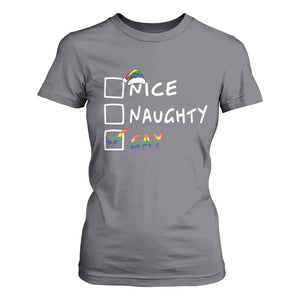 Funny Christmas LGBT T Shirt For Women Naughty Nice Gay TS09 Charcoal Print Your Wear