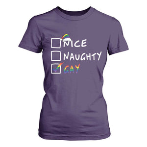 Funny Christmas LGBT T Shirt For Women Naughty Nice Gay TS09 Purple Print Your Wear