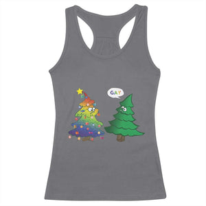 Funny Gay Christmas Racerback Tank Top Rainbow Christmas Tree LGBT TS09 Charcoal Print Your Wear