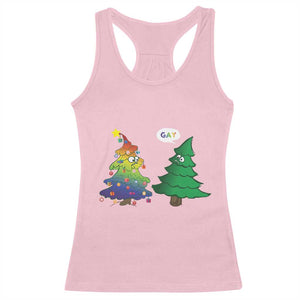 Funny Gay Christmas Racerback Tank Top Rainbow Christmas Tree LGBT TS09 Light Pink Print Your Wear