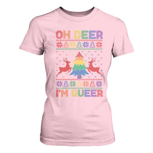 Funny Christmas LGBT T Shirt For Women Oh Deer Im Queer TS09 Light Pink Print Your Wear