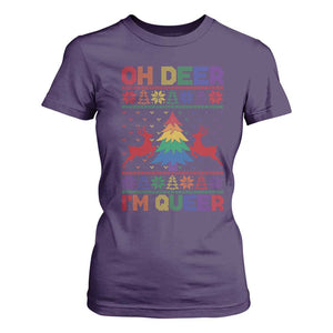 Funny Christmas LGBT T Shirt For Women Oh Deer Im Queer TS09 Purple Print Your Wear