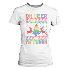 Funny Christmas LGBT T Shirt For Women Oh Deer Im Queer TS09 White Print Your Wear
