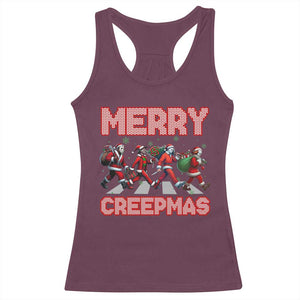 Horror Christmas Racerback Tank Top Merry Creepmas Horror Characters TS09 Maroon Print Your Wear