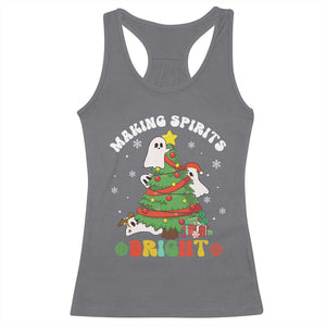 Gothic Xmas Racerback Tank Top Making Spirits Bright Cute Ghost Christmas Tree TS09 Charcoal Print Your Wear