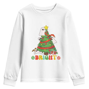 Gothic Xmas Youth Sweatshirt Making Spirits Bright Cute Ghost Christmas Tree TS09 White Print Your Wear