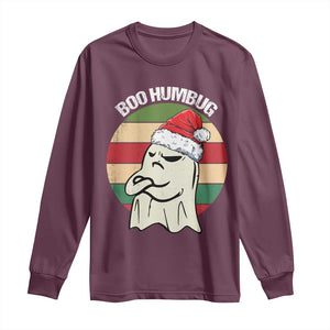 Gothic Xmas Long Sleeve Shirt Boo Humbug Santa Ghost TS09 Maroon Print Your Wear