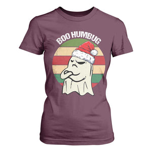 Gothic Xmas T Shirt For Women Boo Humbug Santa Ghost TS09 Maroon Print Your Wear