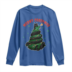 Gothic Xmas Long Sleeve Shirt Meowy Creepmas Cat Christmas Tree TS09 Royal Blue Print Your Wear
