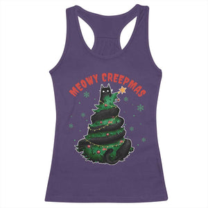 Gothic Xmas Racerback Tank Top Meowy Creepmas Cat Christmas Tree TS09 Purple Print Your Wear