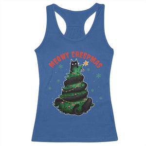 Gothic Xmas Racerback Tank Top Meowy Creepmas Cat Christmas Tree TS09 Royal Blue Print Your Wear