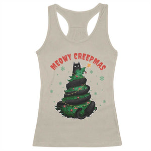 Gothic Xmas Racerback Tank Top Meowy Creepmas Cat Christmas Tree TS09 Sand Print Your Wear
