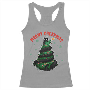Gothic Xmas Racerback Tank Top Meowy Creepmas Cat Christmas Tree TS09 Sport Gray Print Your Wear