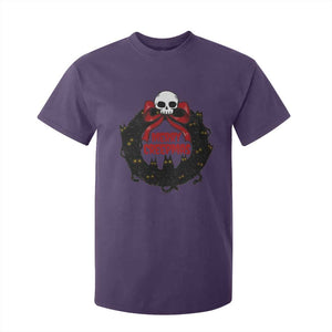 Gothic Christmas T Shirt For Kid Merry Creepmas Cat Wreath TS09 Purple Print Your Wear