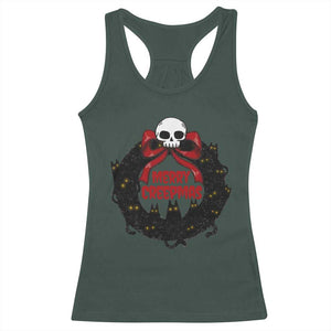 Gothic Christmas Racerback Tank Top Merry Creepmas Cat Wreath TS09 Dark Forest Green Print Your Wear