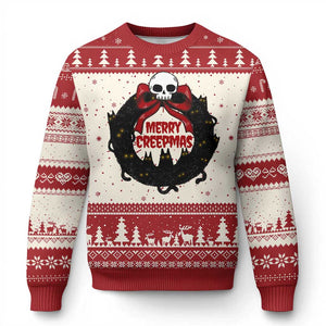 Gothic Xmas Ugly Christmas Sweater Merry Creepmas Cat Wreath TS09 Red Print Your Wear