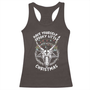 Gothic Xmas Racerback Tank Top Have Yourself A Scary Little Christmas Satan Pentagram TS09 Dark Chocolate Print Your Wear