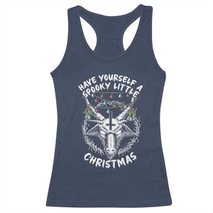 Gothic Xmas Racerback Tank Top Have Yourself A Scary Little Christmas Satan Pentagram TS09 Navy Print Your Wear