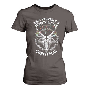 Gothic Xmas T Shirt For Women Have Yourself A Scary Little Christmas Satan Pentagram TS09 Dark Chocolate Print Your Wear