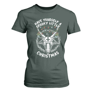 Gothic Xmas T Shirt For Women Have Yourself A Scary Little Christmas Satan Pentagram TS09 Dark Forest Green Print Your Wear