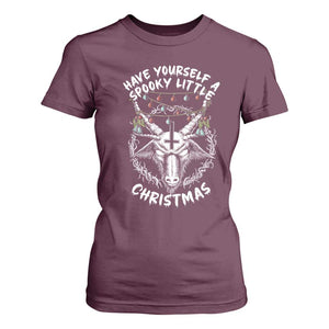 Gothic Xmas T Shirt For Women Have Yourself A Scary Little Christmas Satan Pentagram TS09 Maroon Print Your Wear