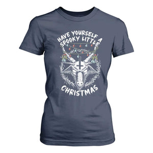 Gothic Xmas T Shirt For Women Have Yourself A Scary Little Christmas Satan Pentagram TS09 Navy Print Your Wear