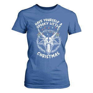 Gothic Xmas T Shirt For Women Have Yourself A Scary Little Christmas Satan Pentagram TS09 Royal Blue Print Your Wear