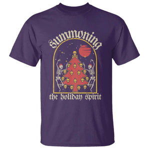 Gothic Xmas T Shirt Summoning Holiday Spirit Skeleton Christmas Tree TS09 Purple Print Your Wear