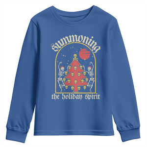 Gothic Xmas Youth Sweatshirt Summoning Holiday Spirit Skeleton Christmas Tree TS09 Royal Blue Print Your Wear