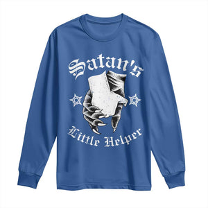 Funny Xmas Satan's Little Helper Long Sleeve Shirt TS09 Royal Blue Print Your Wear