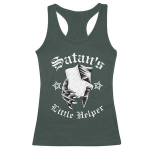 Funny Xmas Satan's Little Helper Racerback Tank Top TS09 Dark Forest Green Print Your Wear
