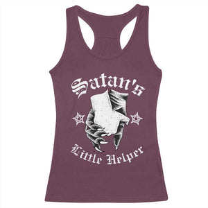 Funny Xmas Satan's Little Helper Racerback Tank Top TS09 Maroon Print Your Wear