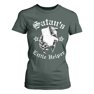 Funny Xmas Satan's Little Helper T Shirt For Women TS09 Dark Forest Green Print Your Wear
