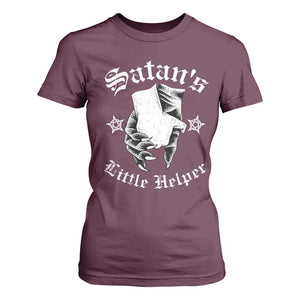 Funny Xmas Satan's Little Helper T Shirt For Women TS09 Maroon Print Your Wear