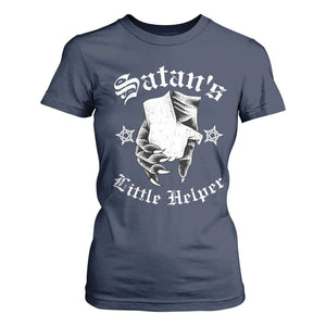 Funny Xmas Satan's Little Helper T Shirt For Women TS09 Navy Print Your Wear