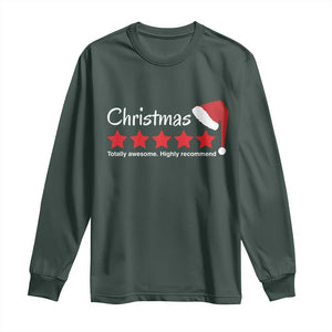 Funny Christmas Long Sleeve Shirt Five Stars Totally Awesome Highly Recommend TS09 Dark Forest Green Print Your Wear