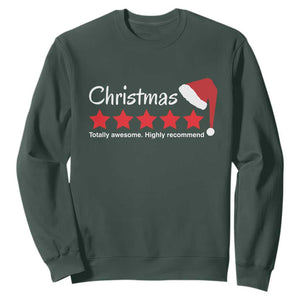 Funny Christmas Sweatshirt Five Stars Totally Awesome Highly Recommend TS09 Dark Forest Green Print Your Wear