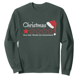 Funny Christmas Bah Humbug Sweatshirt One Star Very Bad Would Not recommend TS09 Dark Forest Green Print Your Wear